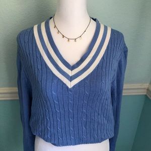 Cute Blue Prep Tennis Sweater